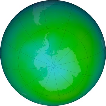 Antarctic ozone map for 2018-12